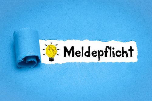 © magele-picture - stock.adobe.com Foto: Glühbirne mit dem Text Meldepflicht